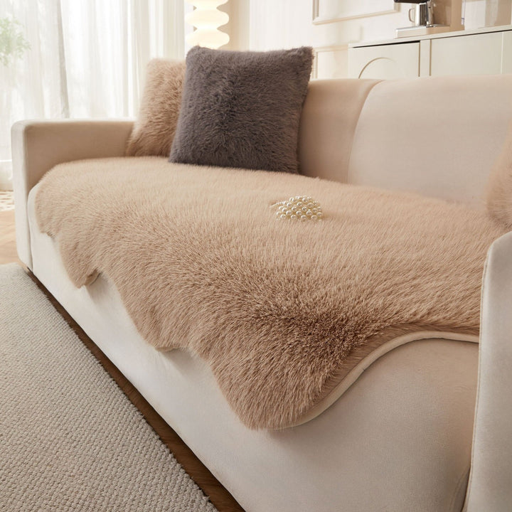 Scandinavian Plush Sofa Cover | Soft Washable Couch Protector