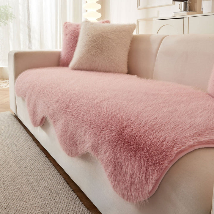 Scandinavian Plush Sofa Cover | Soft Washable Couch Protector