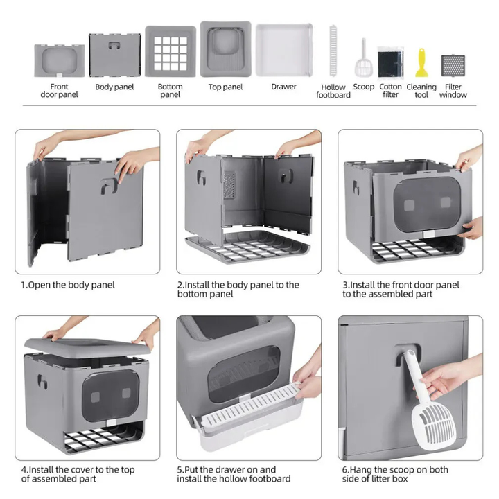 Dual-Entry Enclosed Cat Litter Box