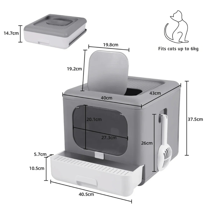 Dual-Entry Enclosed Cat Litter Box