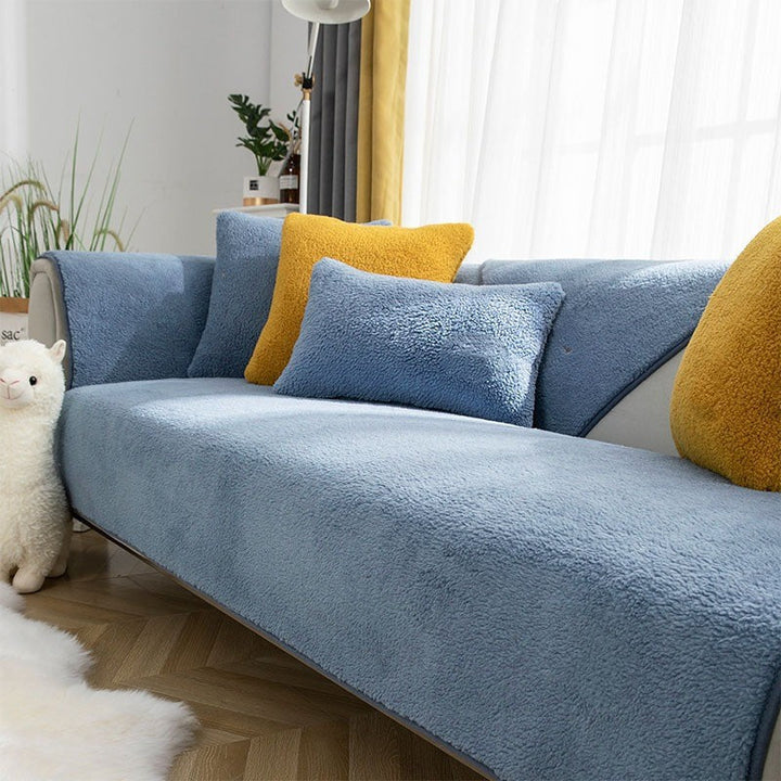 Fleece Sofa Cover | Thick Non-Slip Couch Protector | Soft Washable