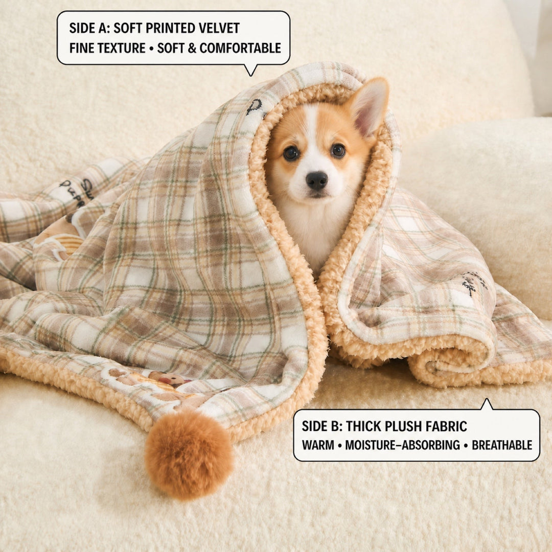 Dog Blanket & Cat Blanket | Reversible Plush with Pillow | Machine Washable