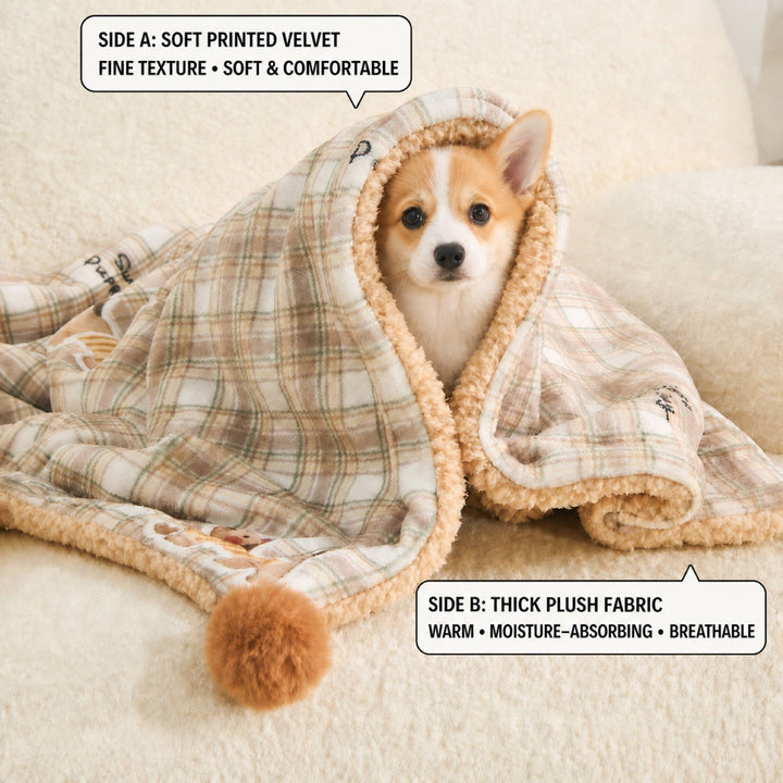 Dog Blanket & Cat Blanket | Reversible Plush with Pillow | Machine Washable