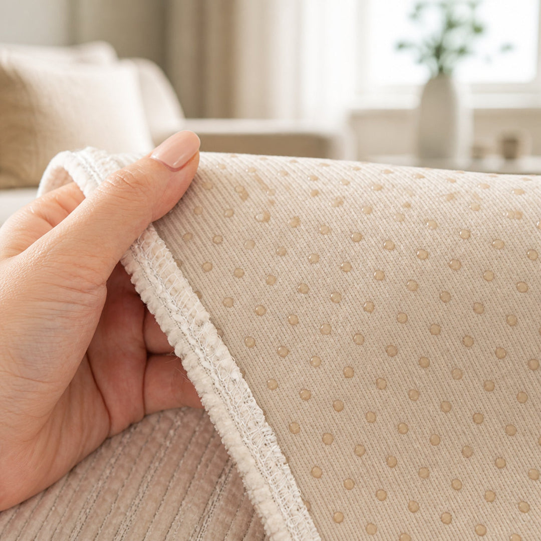 Soft Line Chenille Sofa Protector | Non-Slip Ribbed Design | Machine Washable