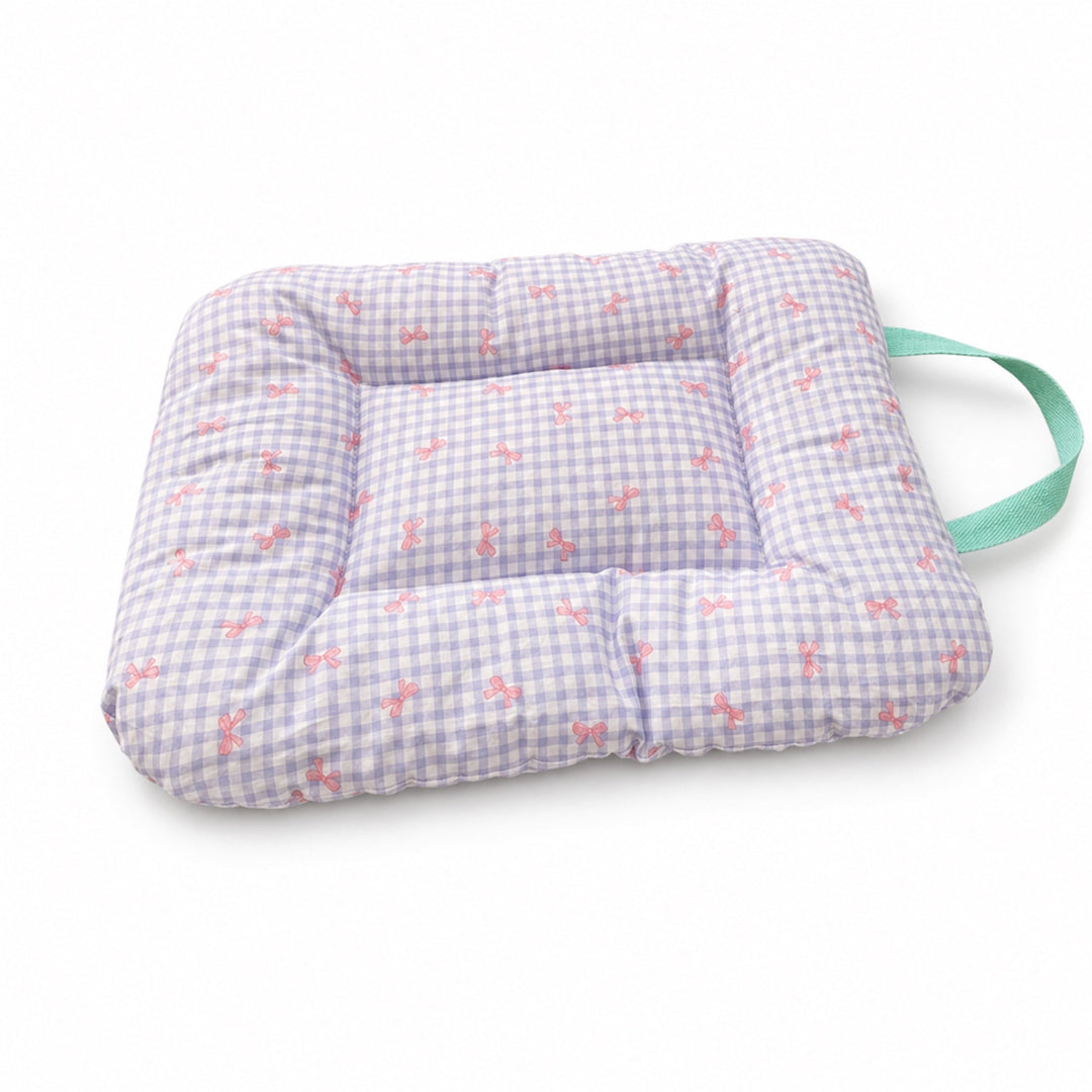 Washable Dog Bed & Cat Bed | Gingham Bow Pet Mat | Reversible Cotton