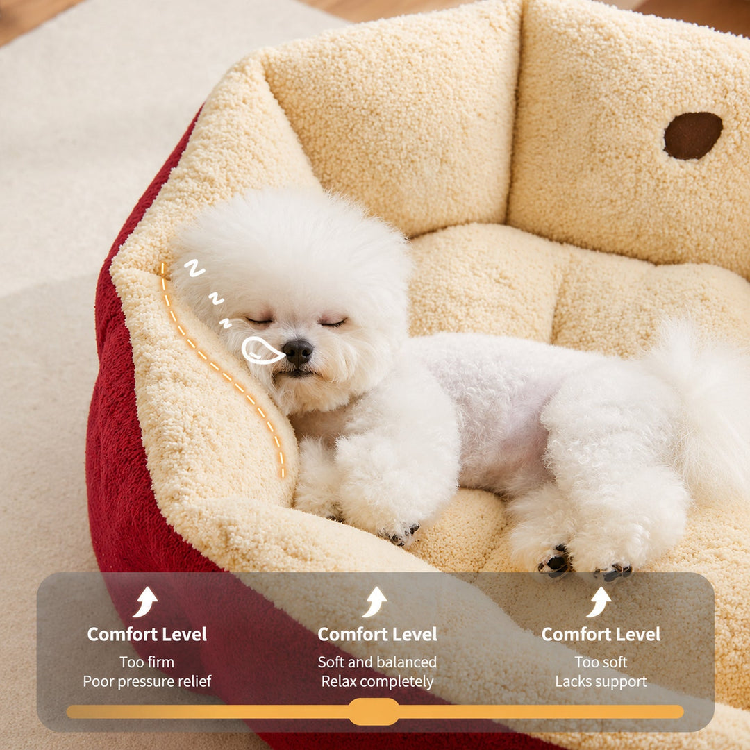 Dog Bed & Cat Bed | Apple Design | Soft Washable Plush with Raised Padded Sides