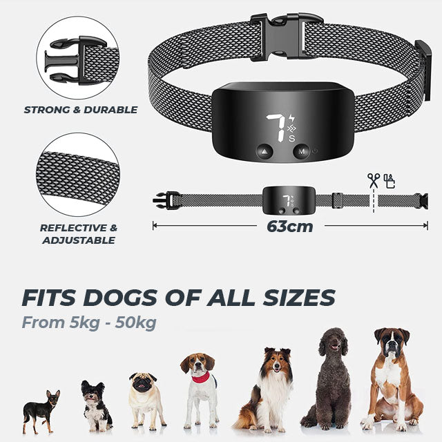 Anti Bark Dog Collar | Automatic Sound & Vibration | Rechargeable | No Shock | Humane Training | for Small Medium Large Dogs