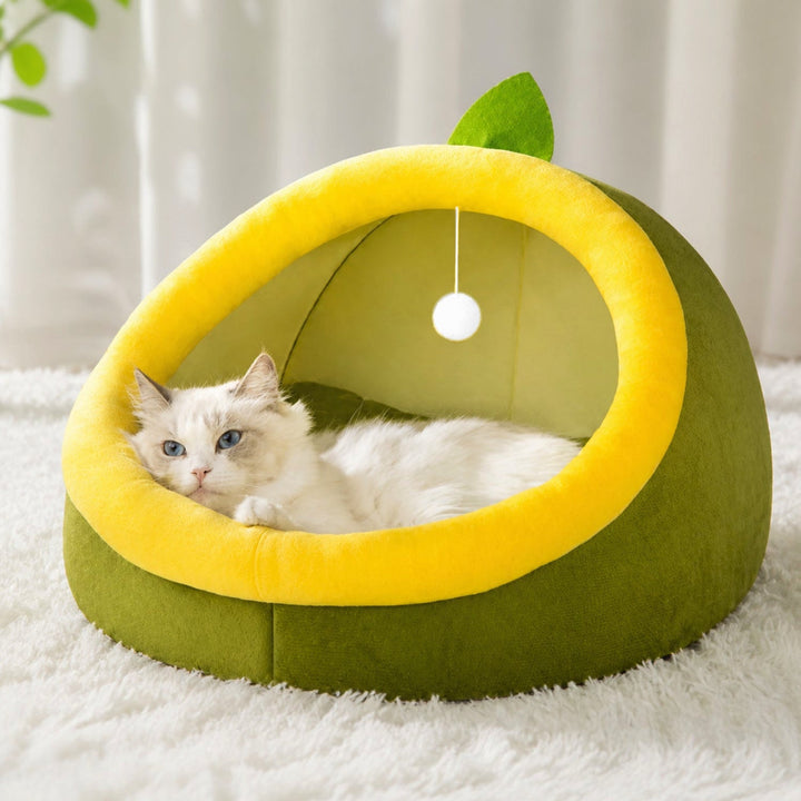 Dog Bed & Cat Bed | Avocado House | Soft Plush Hideaway with a Non-Slip Base