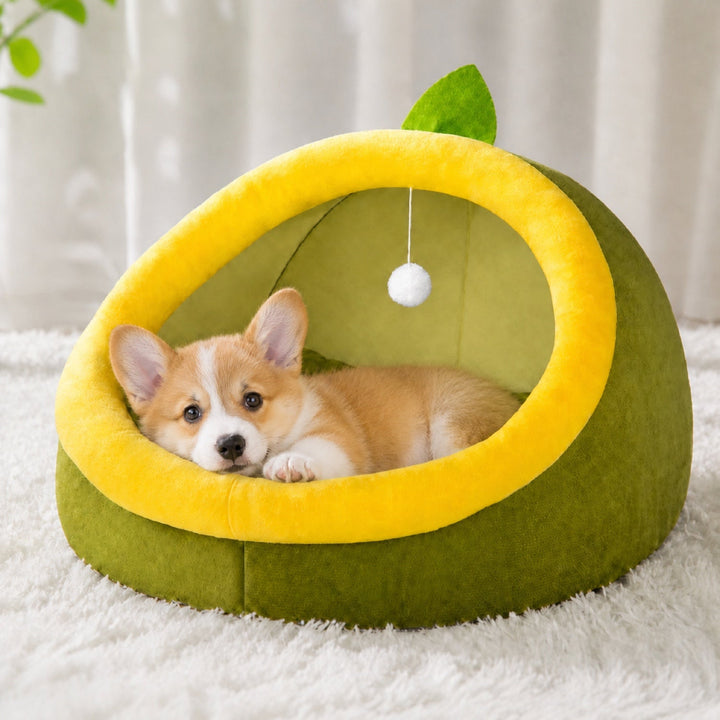 Dog Bed & Cat Bed | Avocado House | Soft Plush Hideaway with a Non-Slip Base