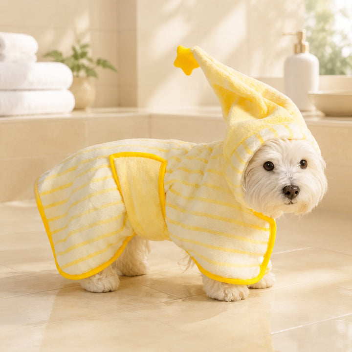 Absorbent Dog Drying Robe | Soft Breathable Hooded Bath Towel