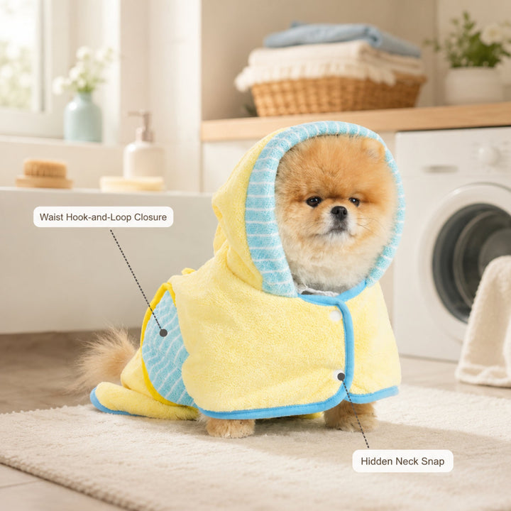 Absorbent Dog Drying Robe | Soft Breathable Hooded Bath Towel