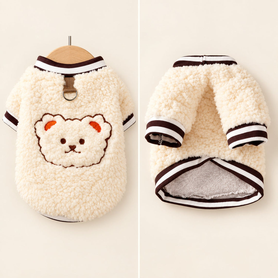 Teddy Face Dog Jumper | Soft Fleece with Lead Attachment Ring | Autumn & Winter