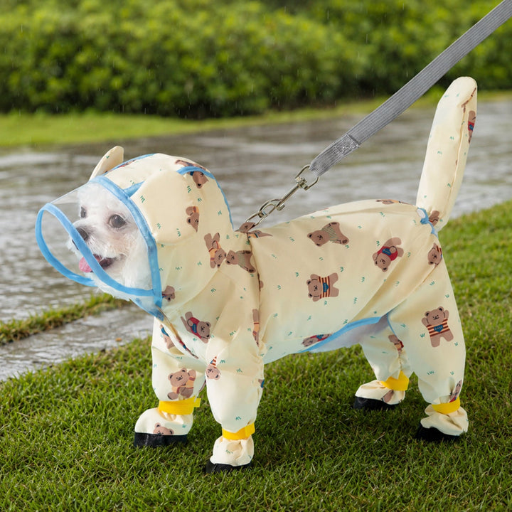 Rainy Bear Full-Body Dog Raincoat | Waterproof | Clear Hood & Lead Clip