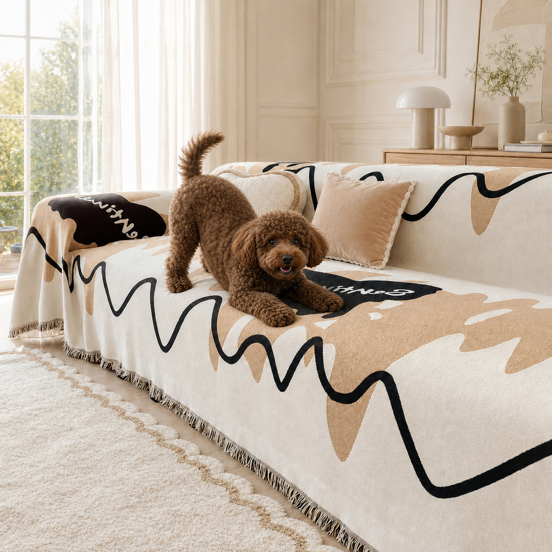 Wavy Chenille Sofa Throw | Scratch-Resistant Pet-Friendly | Sofa Cover