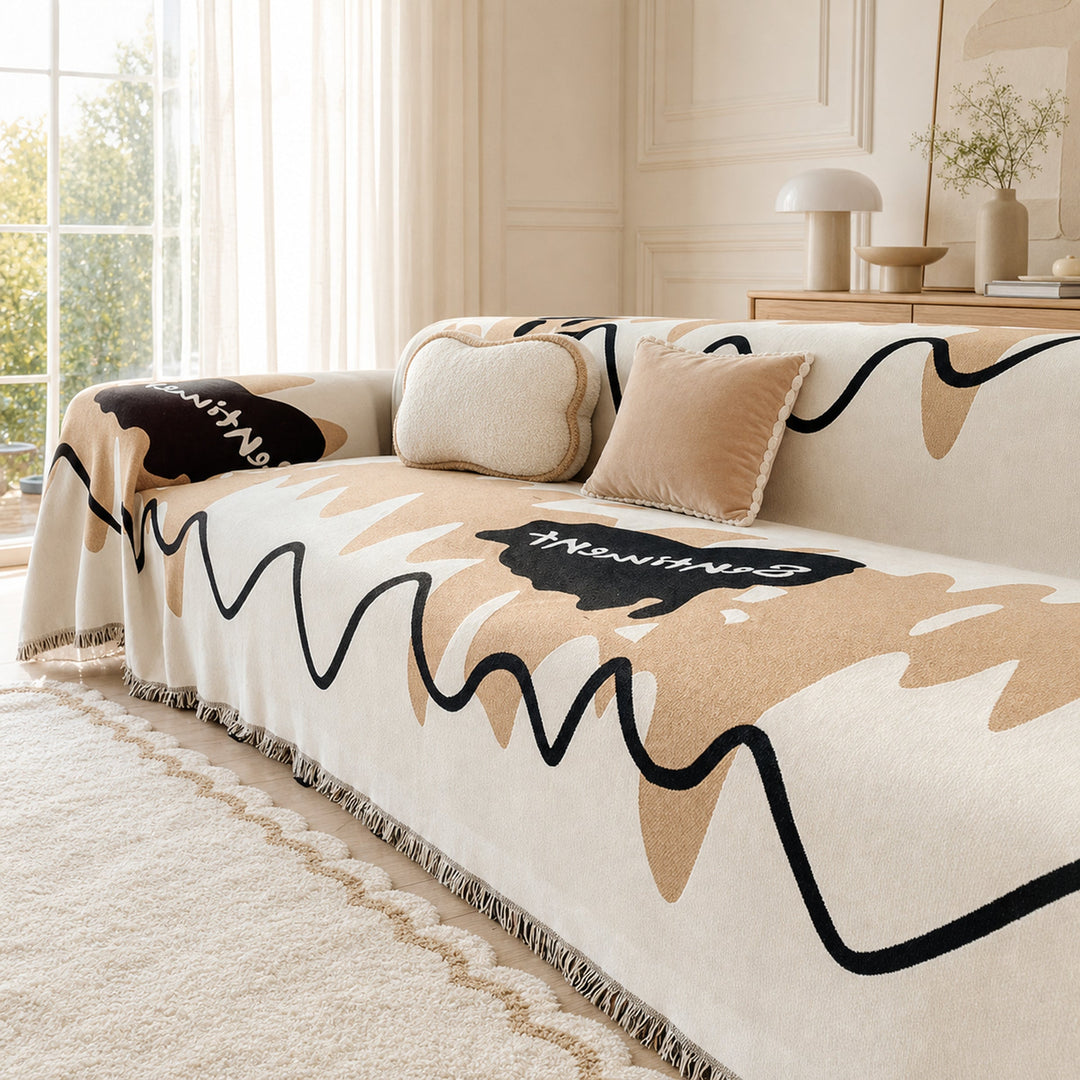 Wavy Chenille Sofa Throw | Scratch-Resistant Pet-Friendly | Sofa Cover