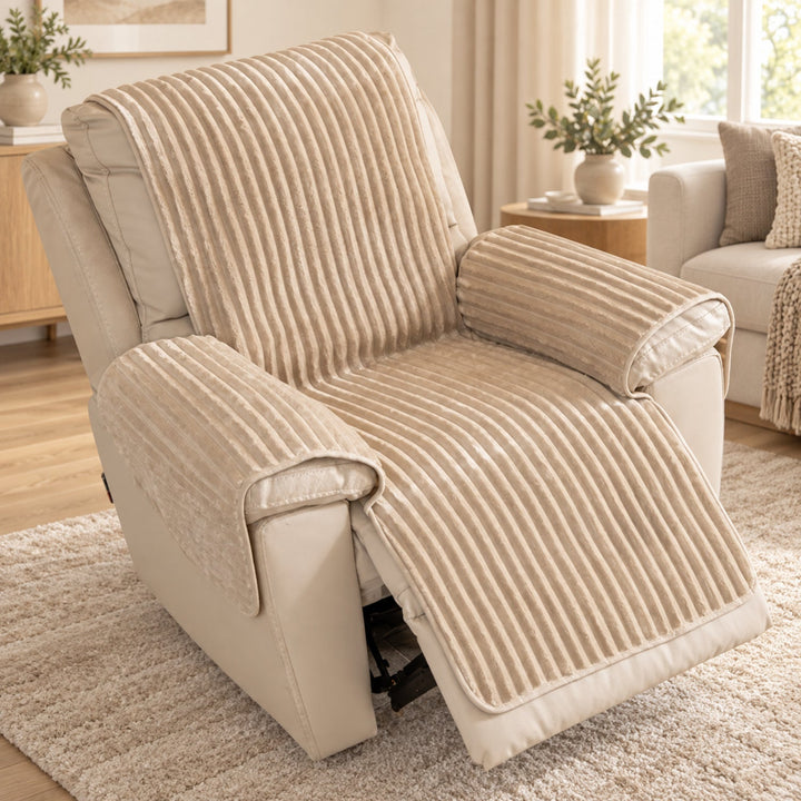 One-Piece Plush Sofa Cover | Non-Slip Washable Pet Protector for Recliners & Loveseats