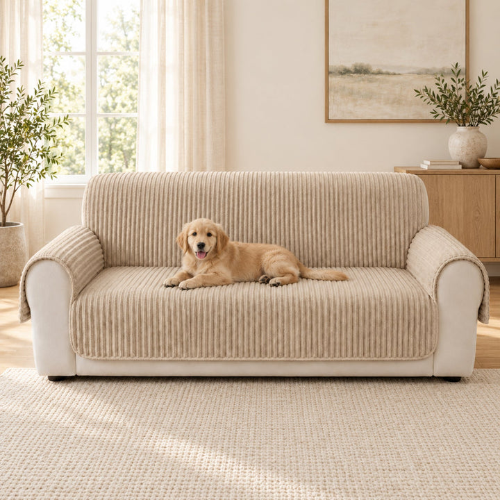 One-Piece Plush Sofa Cover | Non-Slip Washable Pet Protector for Recliners & Loveseats