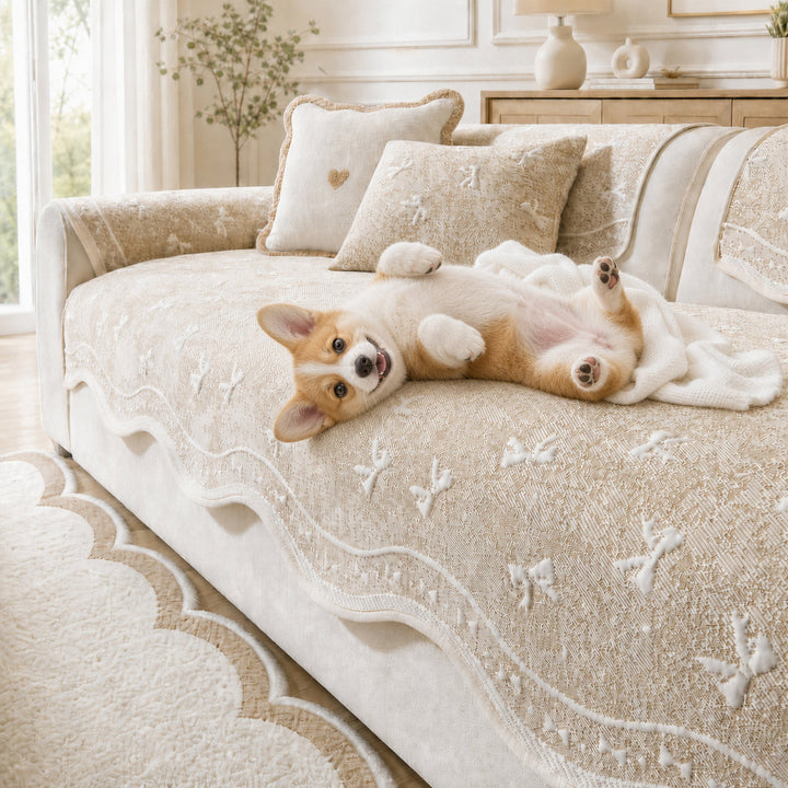Cooling Lace Sofa Cover | Breathable Pet Protector | Washable Summer Design