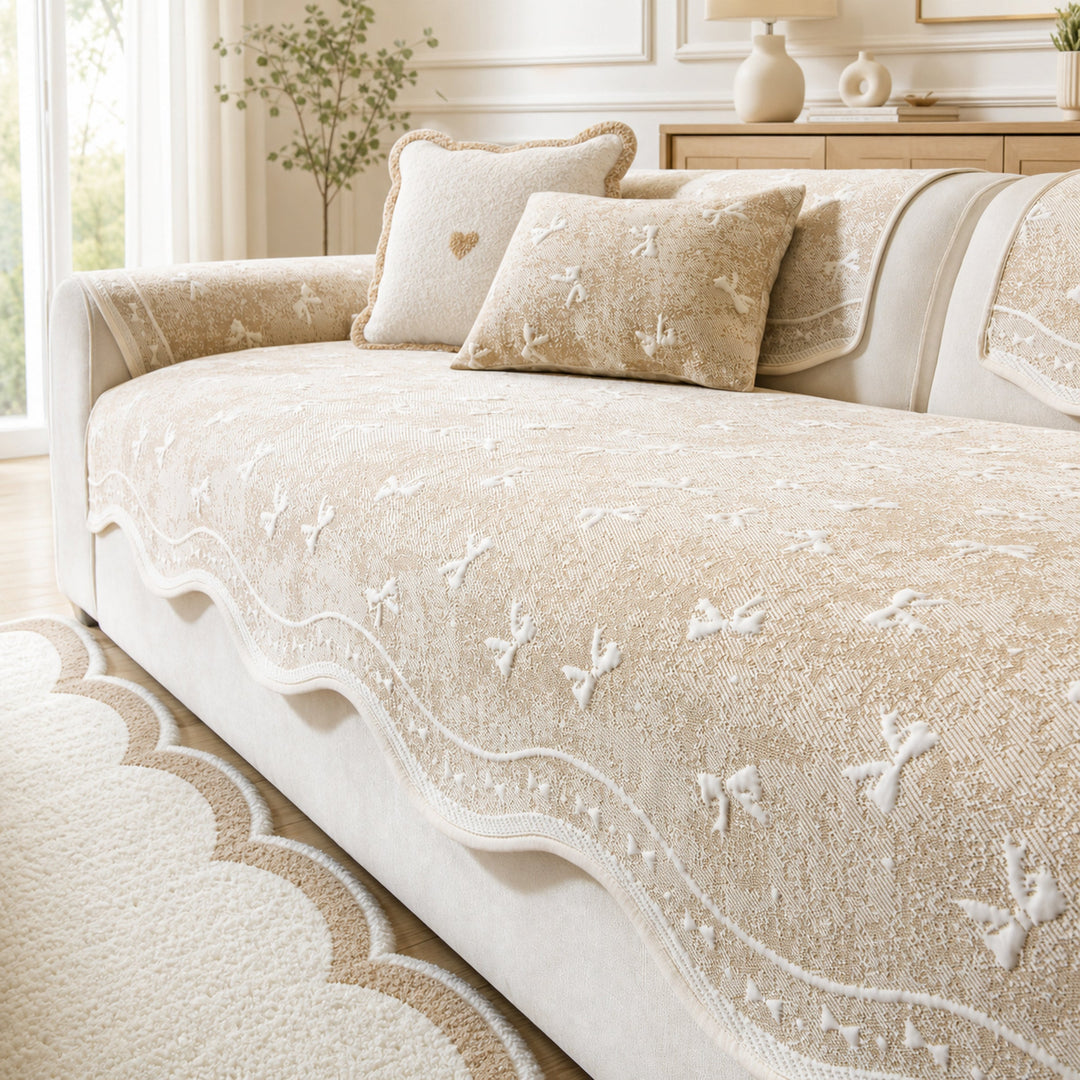 Cooling Lace Sofa Cover | Breathable Pet Protector | Washable Summer Design