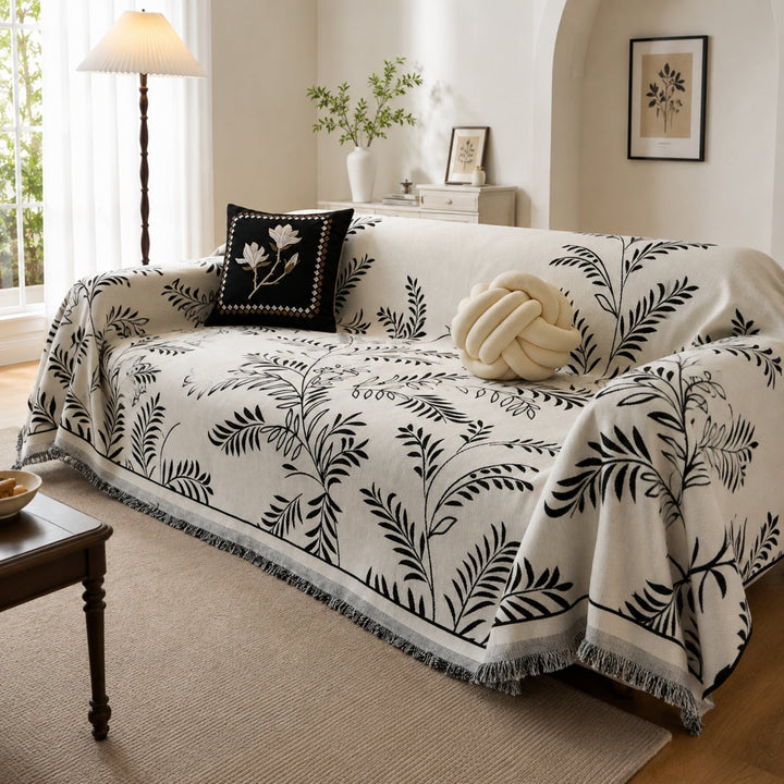 Wandering Vine Chenille Sofa Throw | Non-Slip Machine-Washable All-Season Protector