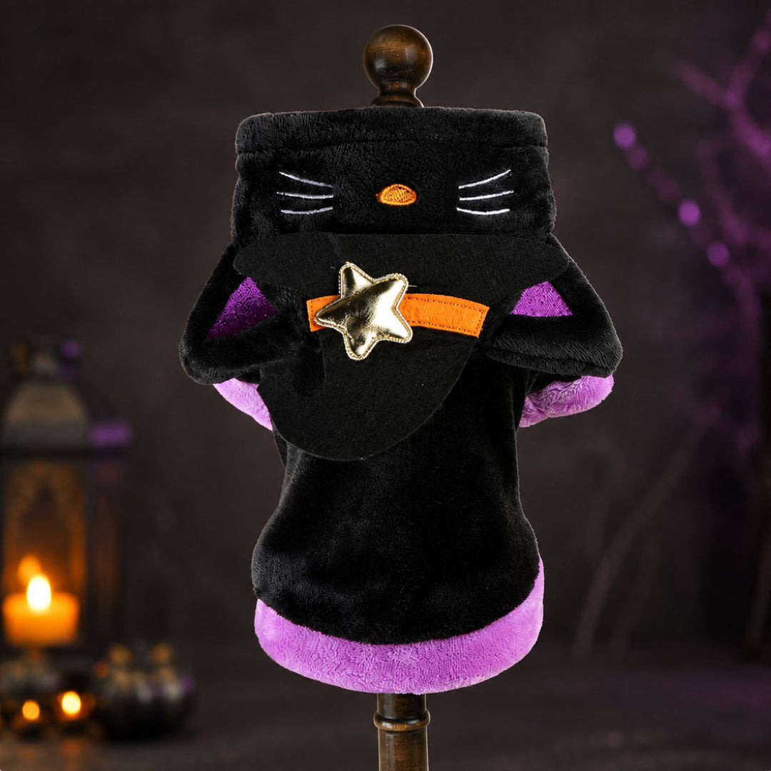 Witch Cat Pet Costume | Soft Hooded Halloween Outfit for Dogs & Cats