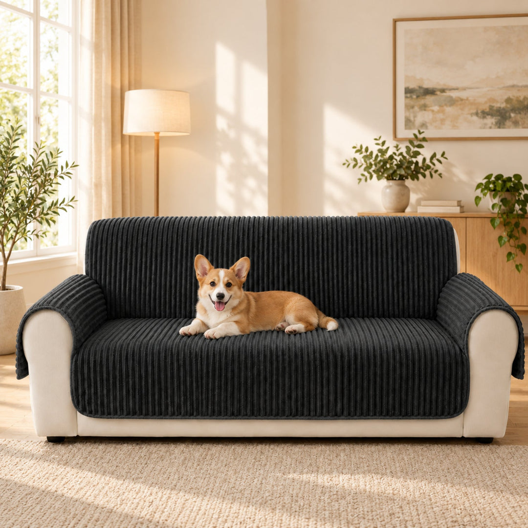 One-Piece Plush Sofa Cover | Non-Slip Washable Pet Protector for Recliners & Loveseats