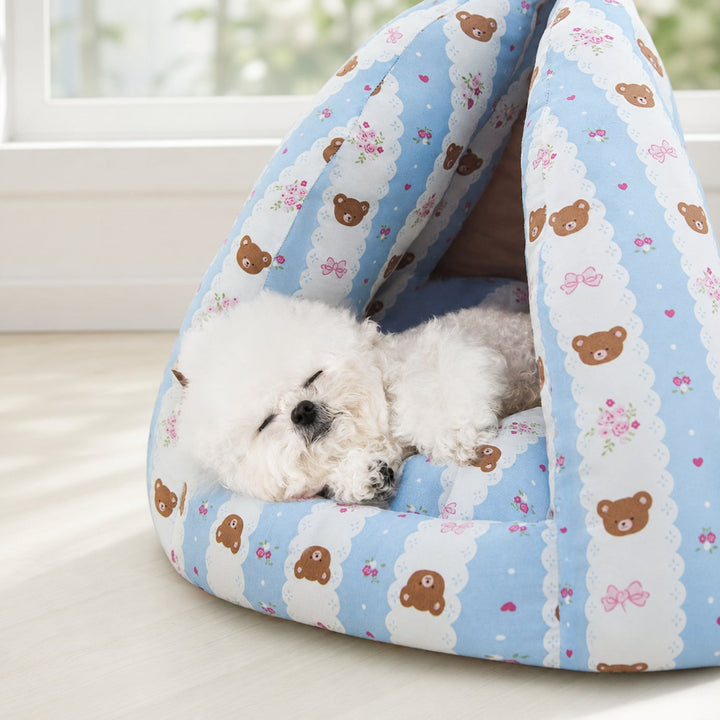 Dog Bed & Cat Bed | Bow Pet Tent | Cotton-Blend Fabric, Hand-Washable & Non-Slip