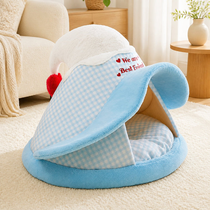 Dog Bed & Cat Bed | Witch Hat House | Soft Plush Hideaway with a Non-Slip Base