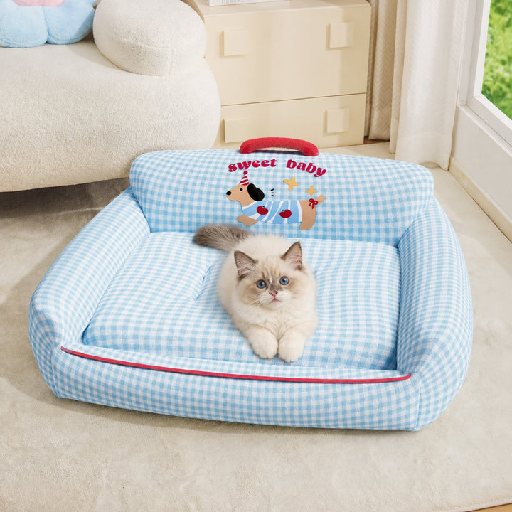 Dog Bed & Cat Bed | Sweet Baby Design | Soft Plush, Raised Sides & Removable Cushion