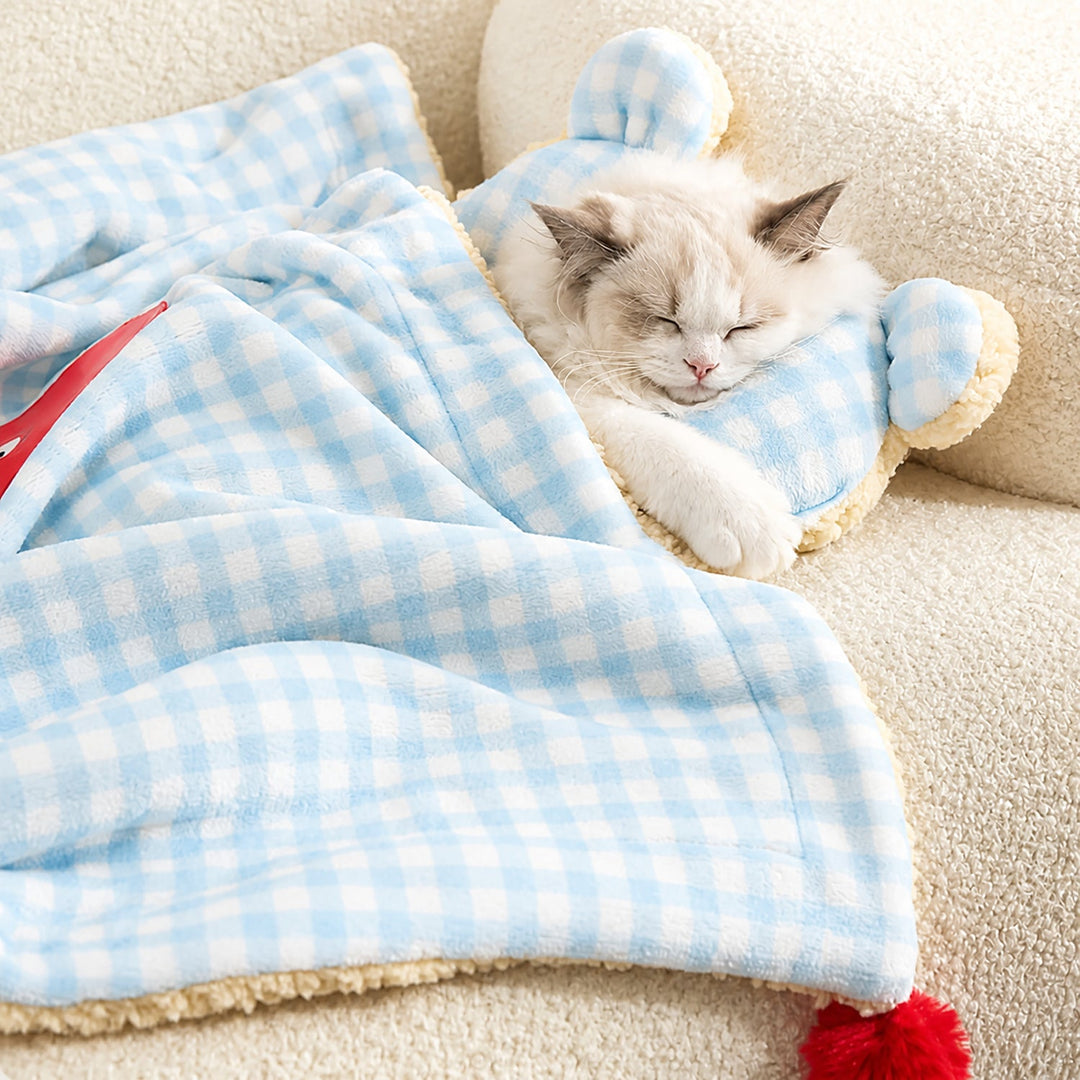 Dog Blanket & Cat Blanket | Reversible Plush with Pillow | Machine Washable