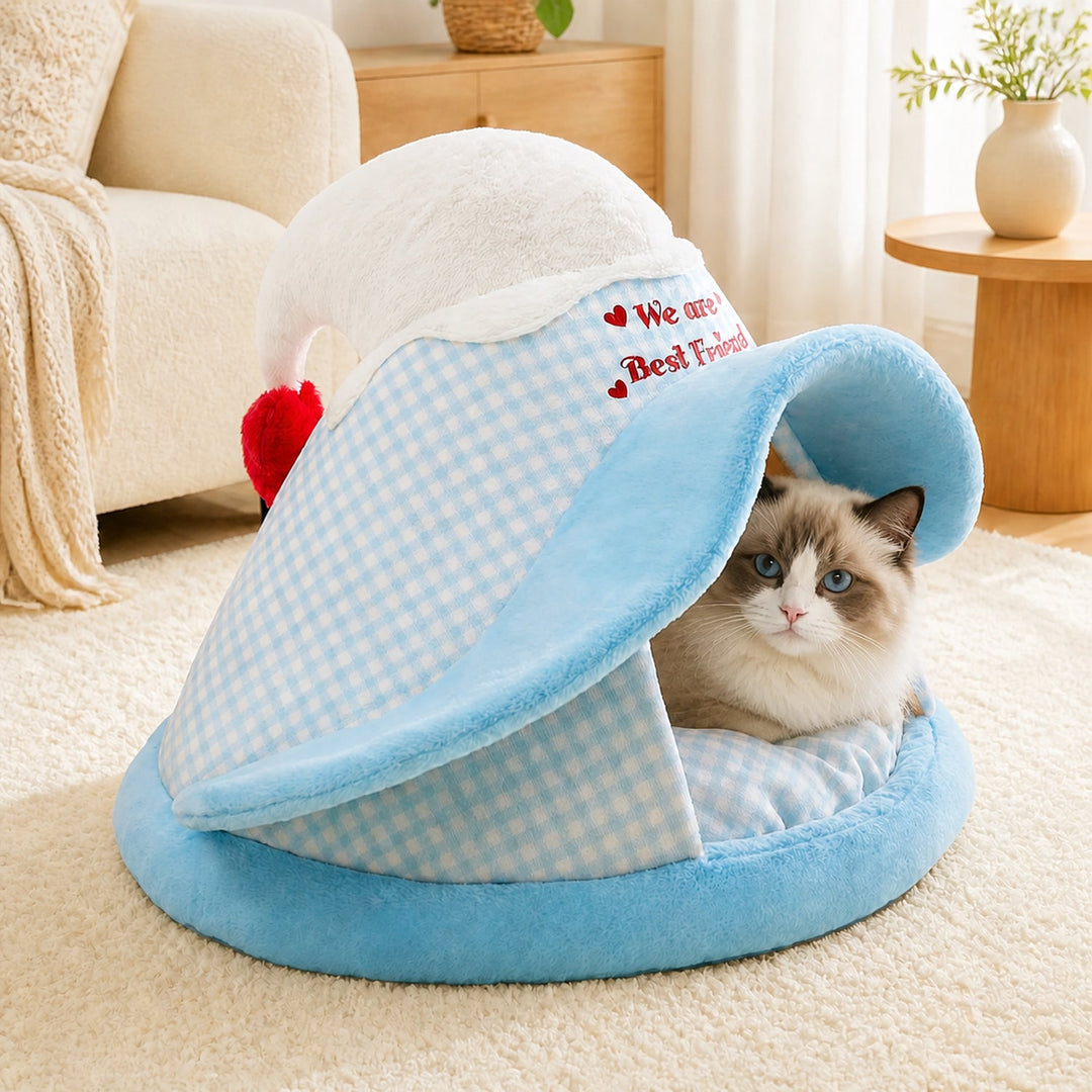 Dog Bed & Cat Bed | Witch Hat House | Soft Plush Hideaway with a Non-Slip Base