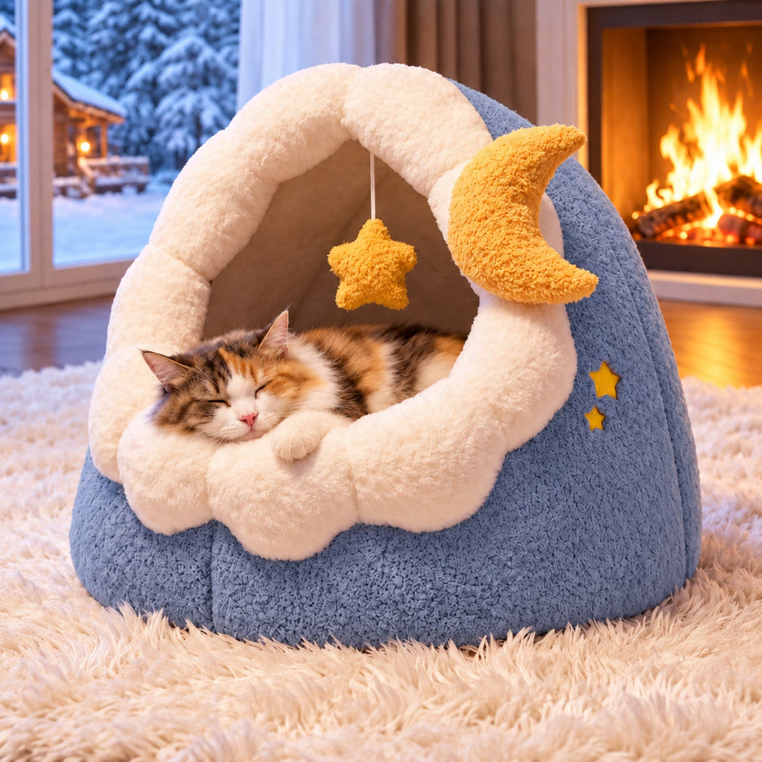 Dog Bed & Cat Bed | Moonlight Cave | Soft Plush, Washable Design & Non-Slip Base