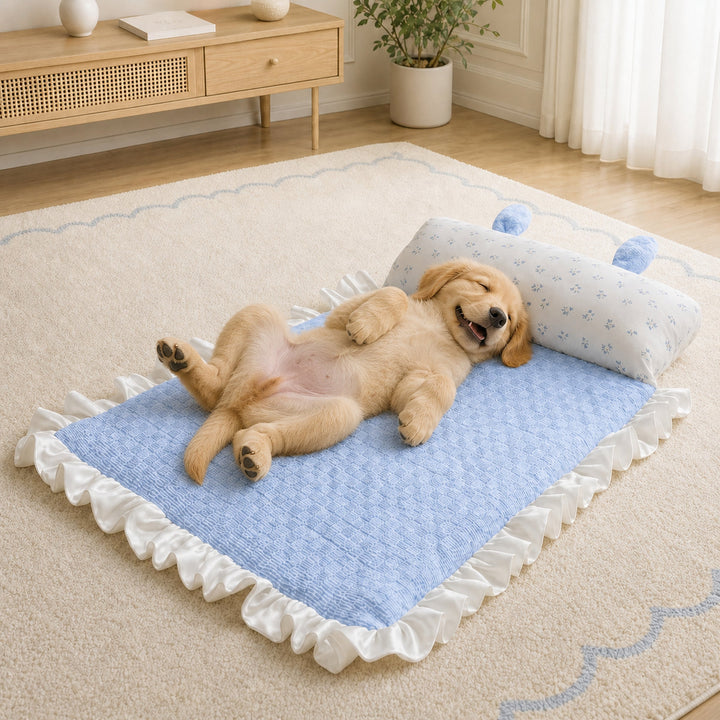 Bunny Ear Pet Cooling Mat | Breathable Cotton Blend | Washable