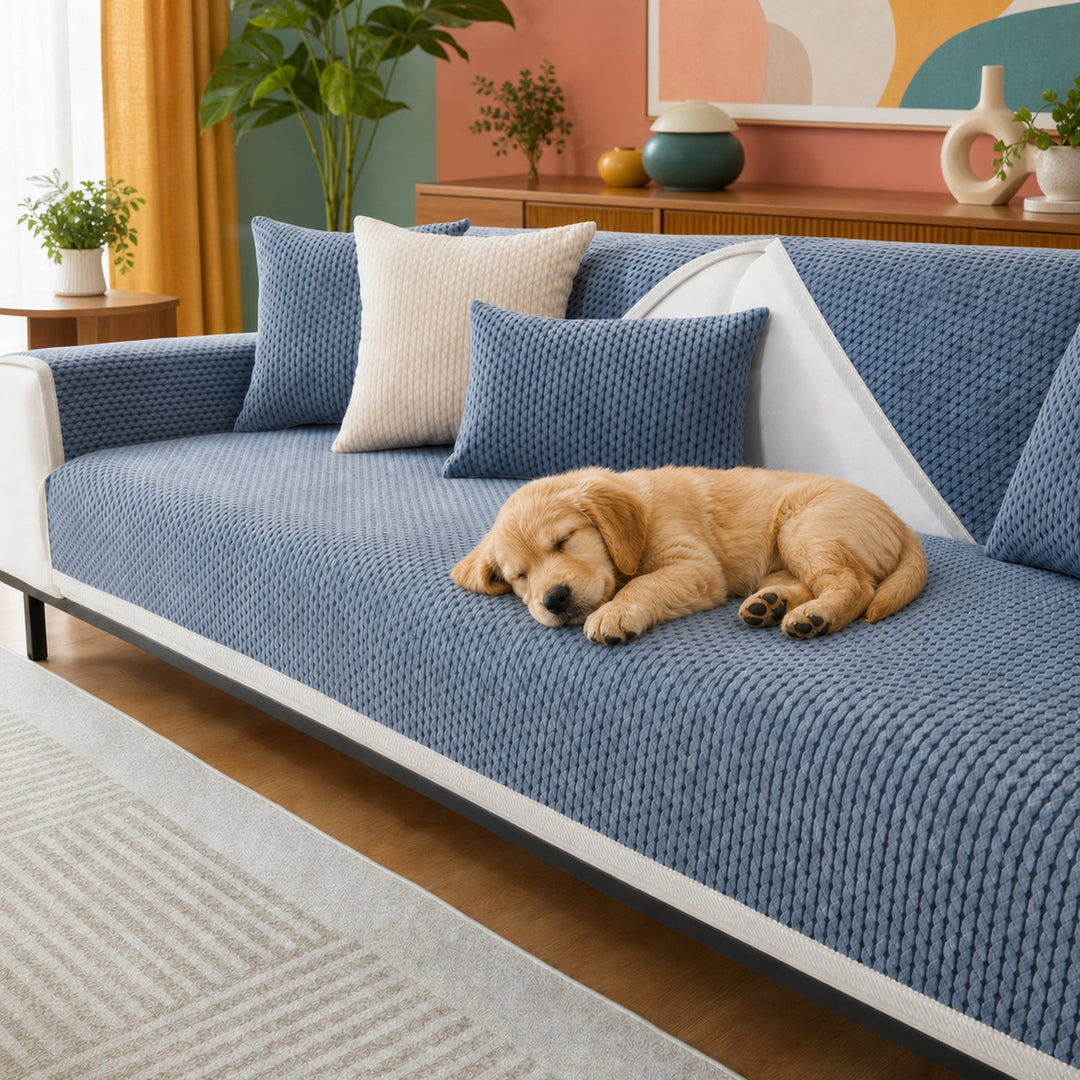 Wheat Ear Chenille Sofa Cover | Anti-Scratch Non-Slip Protector