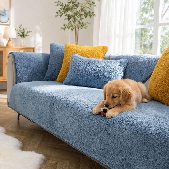 Fleece Sofa Cover | Thick Non-Slip Couch Protector | Soft Washable