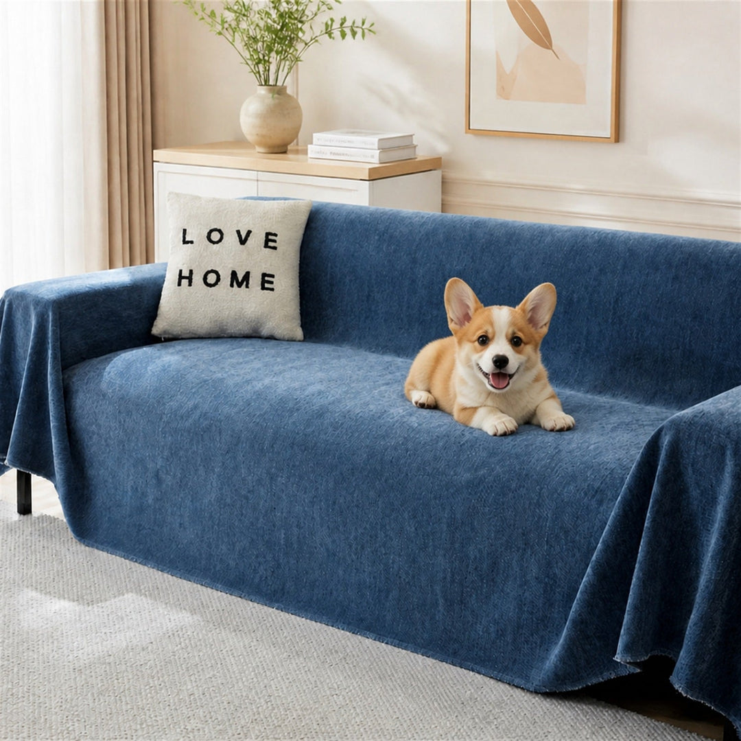 Herringbone Chenille Sofa Throw | Machine-Washable All-Season Sofa Protector