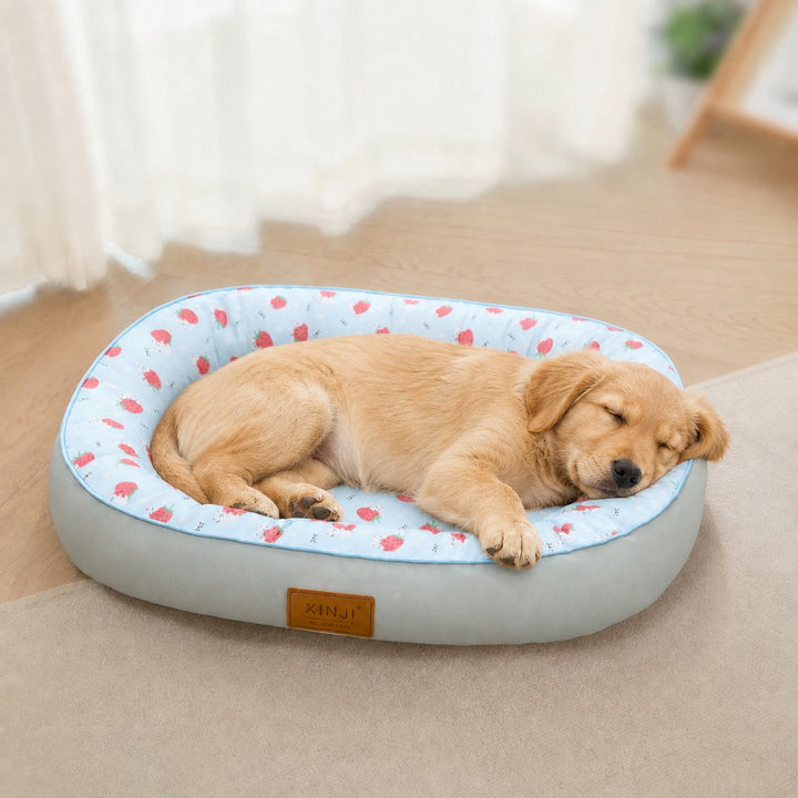 Dog Bed & Cat Bed | Strawberry Design | Cushioned Sides & Waterproof Non-Slip Base