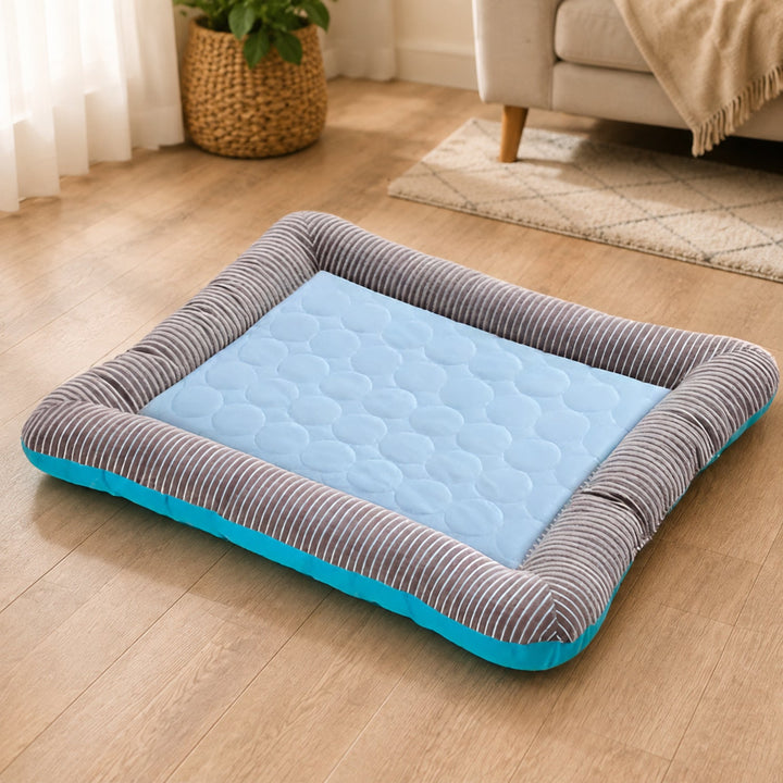 Cooling Dog Mat | Breathable Fabric Bed | Raised Sides | Summer Heat Relief