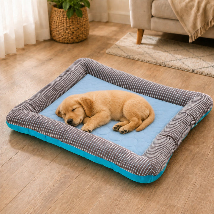 Cooling Dog Mat | Breathable Fabric Bed | Raised Sides | Summer Heat Relief