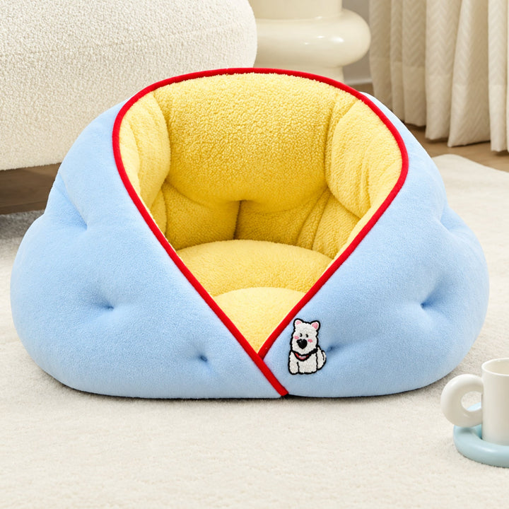 Dog Bed & Cat Bed | Snuggle Wrap Design | Soft Washable Fleece & Raised Padded Sides