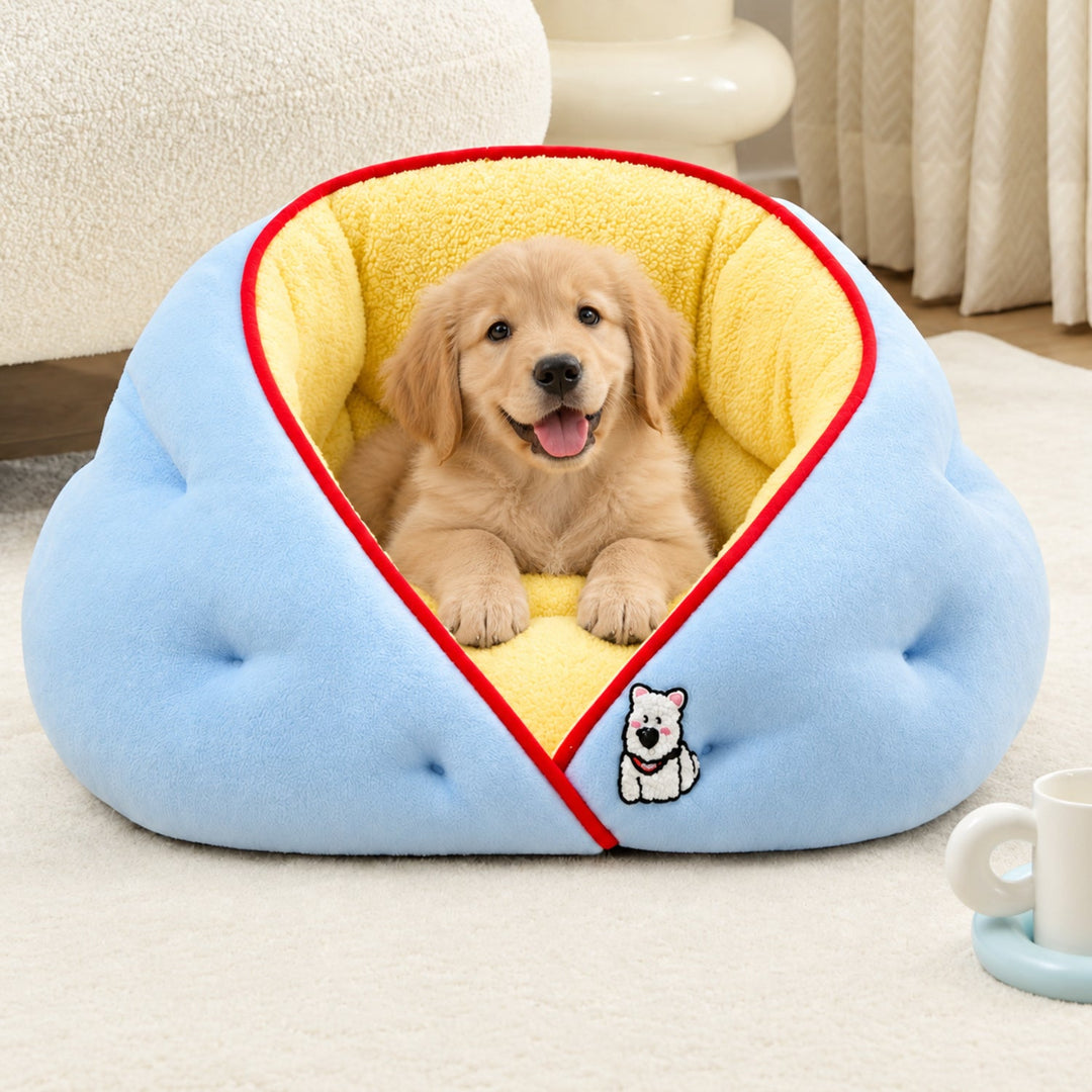Dog Bed & Cat Bed | Snuggle Wrap Design | Soft Washable Fleece & Raised Padded Sides