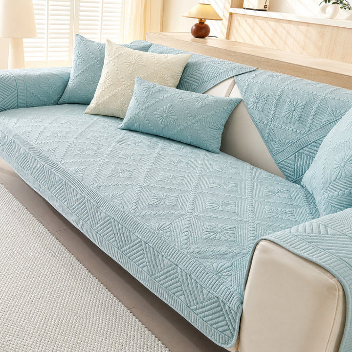 Heirloom Quilted Sofa Cover | Non-Slip Cotton | Machine Washable Sofa Protector