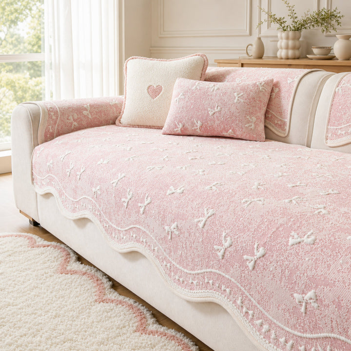 Cooling Lace Sofa Cover | Breathable Pet Protector | Washable Summer Design