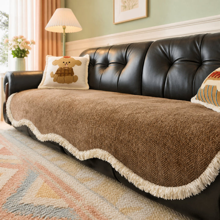 Little Bear Sofa Cover | Chenille Non-Slip Sofa Protector | Machine Washable