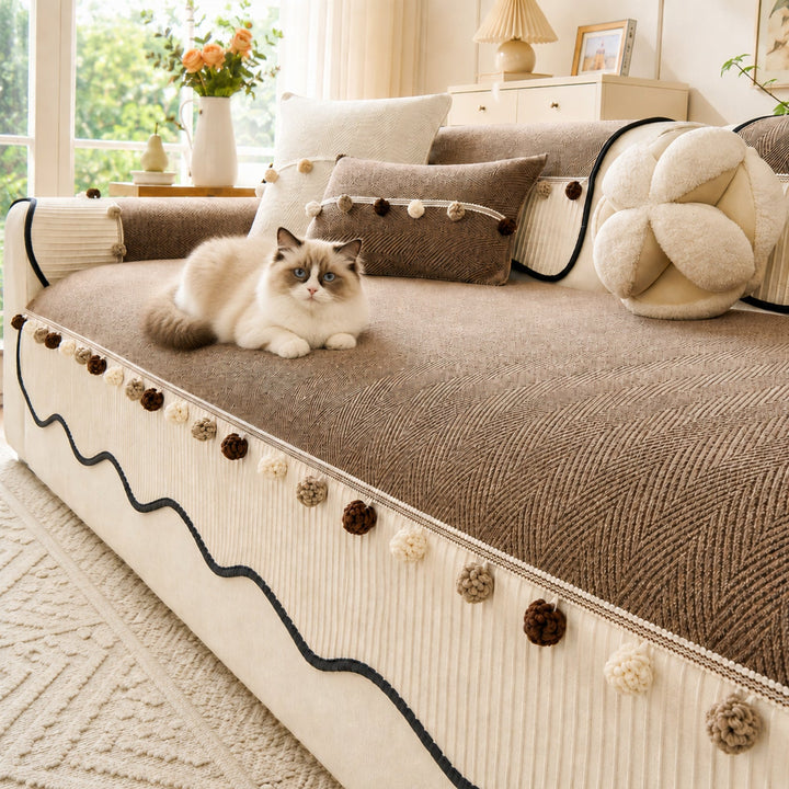 Bobble Weave Chenille Sofa Cover | Non-Slip & Machine Washable