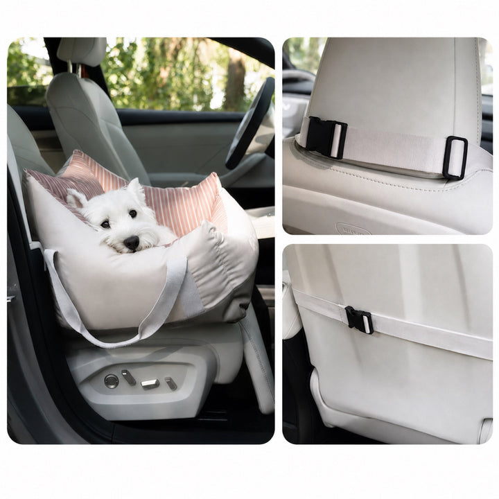 Dog Car Seat Bed | Water-Repellent Bolster Travel Seat | Non-Slip