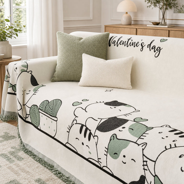 Cosy Cat Sofa Throw | Thick Chenille Anti-Scratch | Machine-Washable