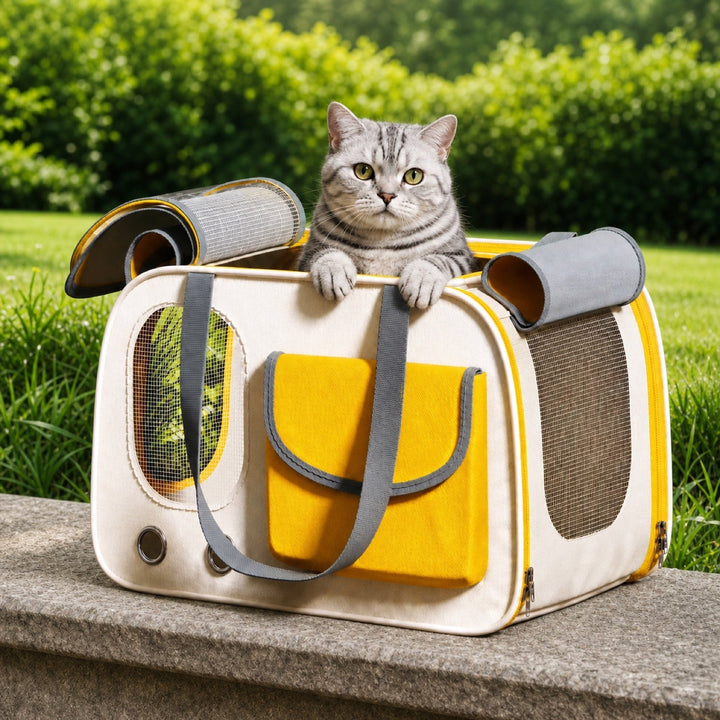 Breathable Cat Carrier | Foldable Travel Bag with Shoulder Strap