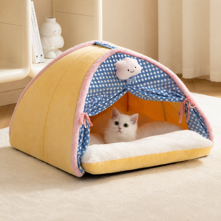 Dog Bed & Cat Bed | Indoor Pet Tent | Soft Plush, Fleece Lining & Non-Slip Base