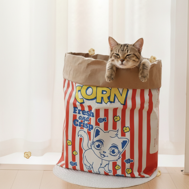 Cat Sleep & Play Cardboard Popcorn Bag